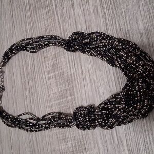 Black and Silver Beaded Necklace